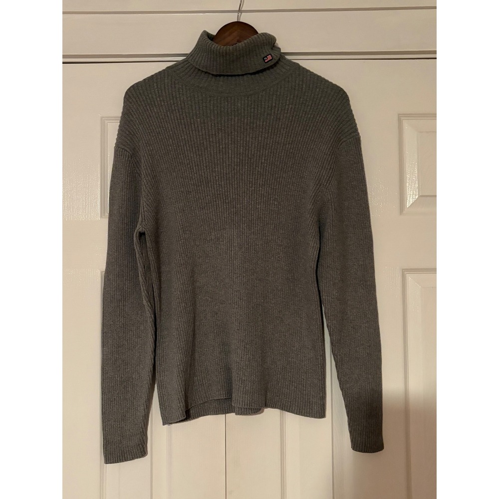 Polo Jeans Co Ralph Lauren Gray Ribbed Turtleneck Sweater Cotton Large EUC